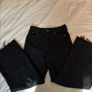 Black Zara Frayed Hem Jeans